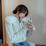 【Final Sale】Removable Fur Collar Cardigan Sweater