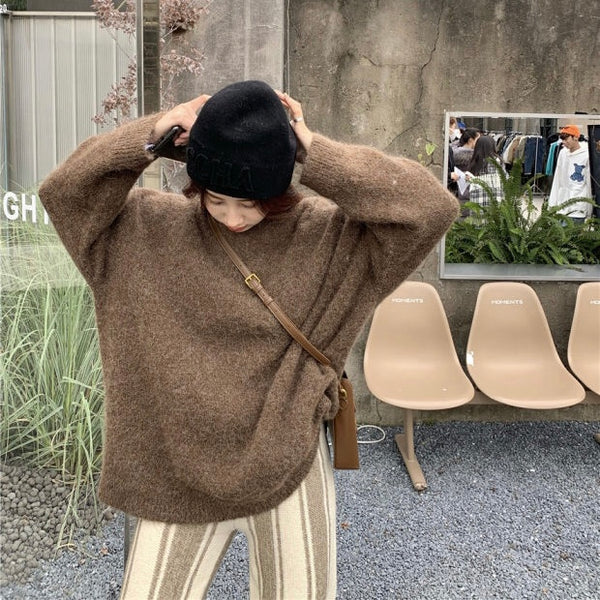 【Final Sale】Round Neck Oversized Soft Sweater