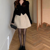 【Final Sale】Knitted Cardigan+Sweater Puffy Skirt Match set