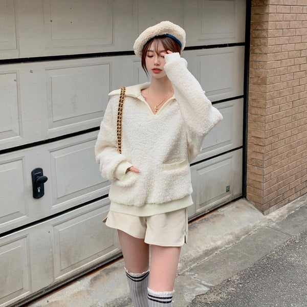 【Final Sale】Oversized V-Neck Knitted Sweater