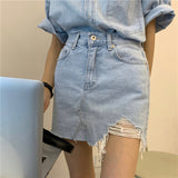 【Final Sale】Street Style Distressed Denim Skirts