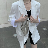 【Final Sale】Striped Oversized Drawstring Blazer