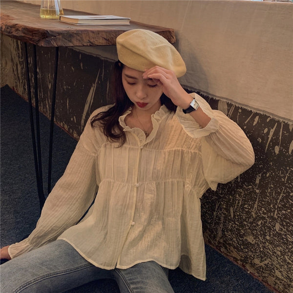 【Final Sale】Ruffled Collared Shirt