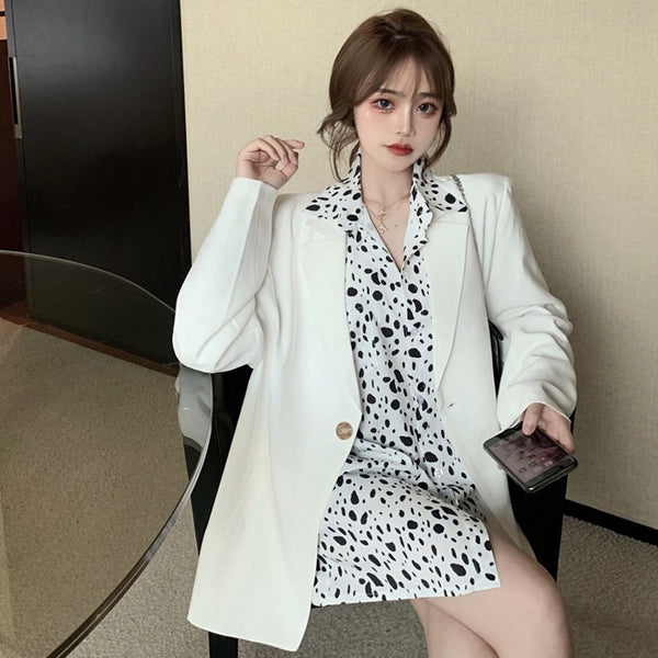 【Final Sale】Black and White Print Shirt Dress